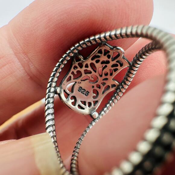 Sterling Silver Lab Opal Hamsa Ring - Picture 7 of 7